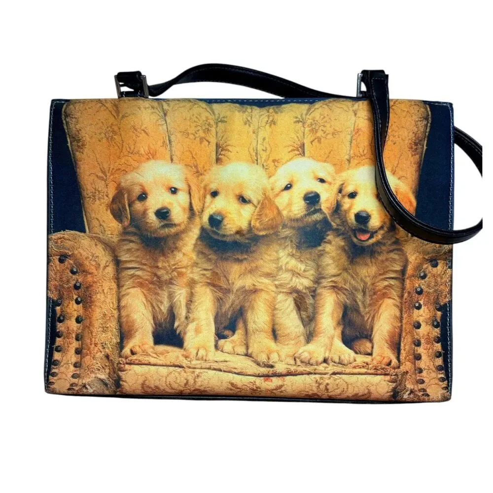 Golden Retriever Puppy Print Tote Bag Dog Lover Purse